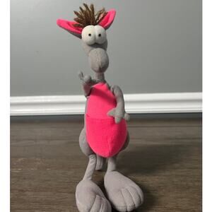 Vintage 1996 Toy Concepts Bendable/Poseable Grey and Pink Plush Kangaroo